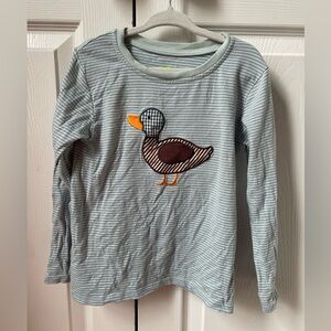 Be Mine Striped Long Sleeve Shirt with Duck Appliqué
